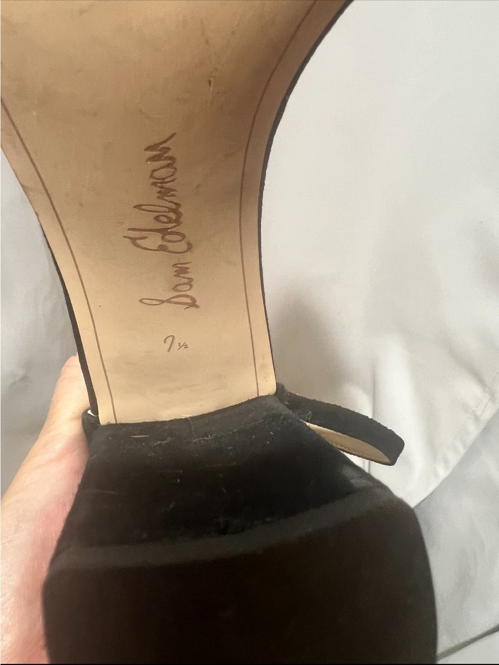 Sam Edelman Black Suede Ankle Strap Block Heel Sandals Size 7.5 - Picture 10 of 10